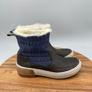 Merrell Haven Bluff WP Boots Womens Size 7.5 Blue Faux Fur Booties Winter Snow